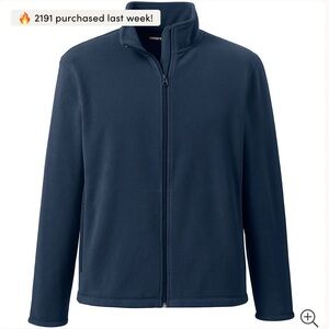18-20 XXL (Old Size XL) Lands’ End Navy Blue Full-Zip Mid-Weight Fleece Jacket